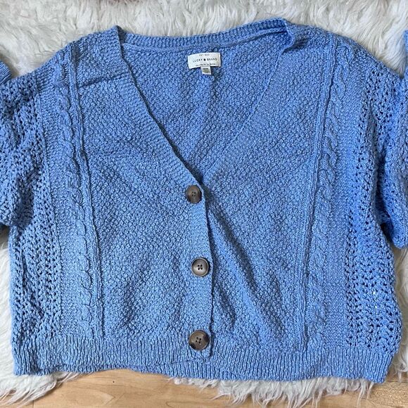 Lucky Brand blue knot style fall and winter cardigan sweater M - Picture 6 of 9